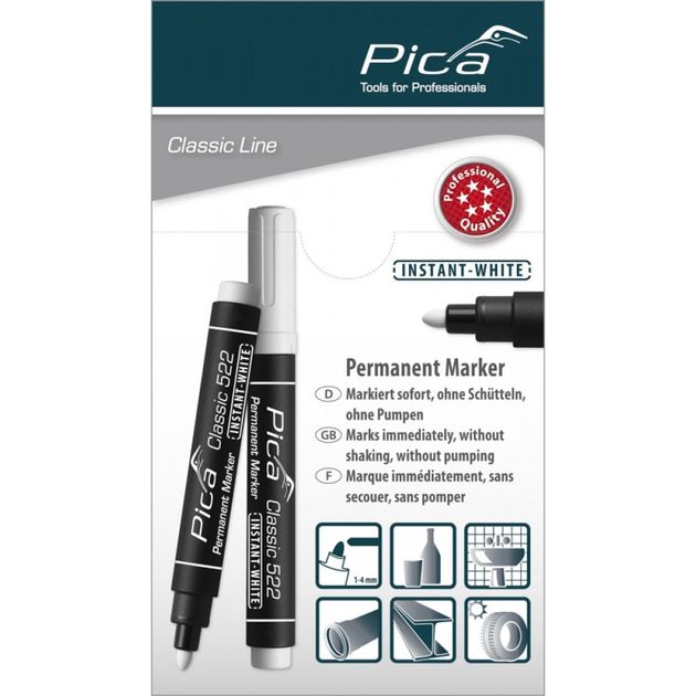 Перманентный маркер Pica Classic 522/52 INSTANT-WHITE, белый, фото , изображение 8 | SNABZHENIE.com.ua