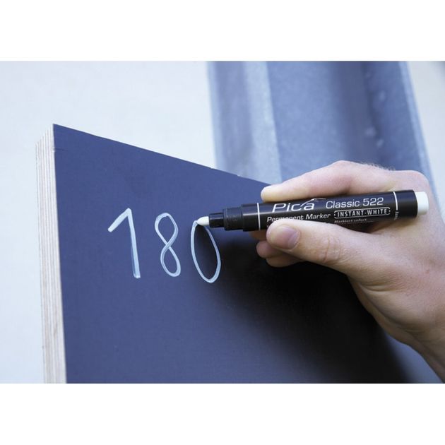 Перманентный маркер Pica Classic 522/52 INSTANT-WHITE, белый, фото , изображение 5 | SNABZHENIE.com.ua