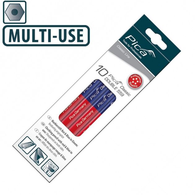 Карандаш універсальний Pica Classic DOUBLE 559, мультиматеріал синій/червоний (559PICA), фото , зображення 4 | SNABZHENIE.com.ua