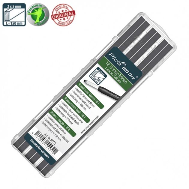 Сменные стержни Pica BIG Dry 10H, 12шт, графит твёрдый, 6055, фото  | SNABZHENIE.com.ua