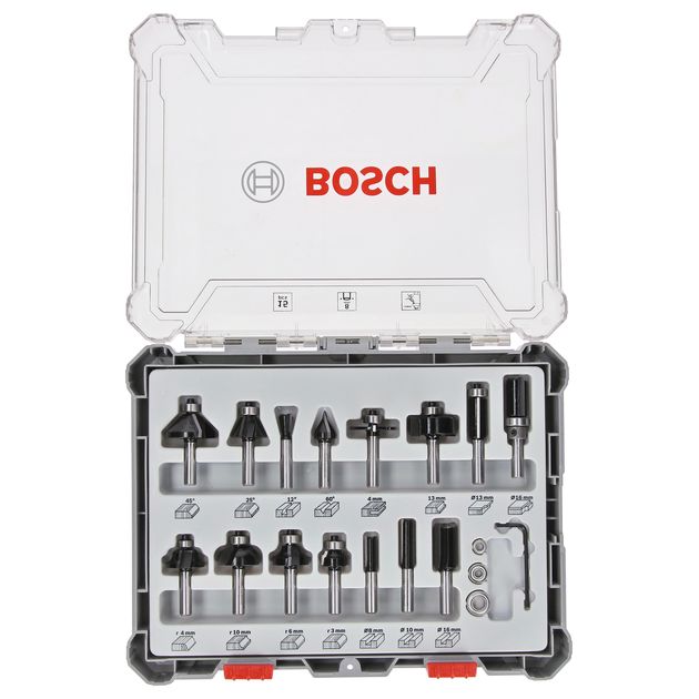 Набор фрез BOSCH 15 шт., хвостовик 8 мм (2607017472), фото  | SNABZHENIE.com.ua