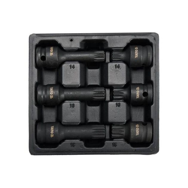 Набор ударных насадок SPLINE YATO 1/2" и M14, M16, M18, 6 шт, 43/78 мм, фото  | SNABZHENIE.com.ua