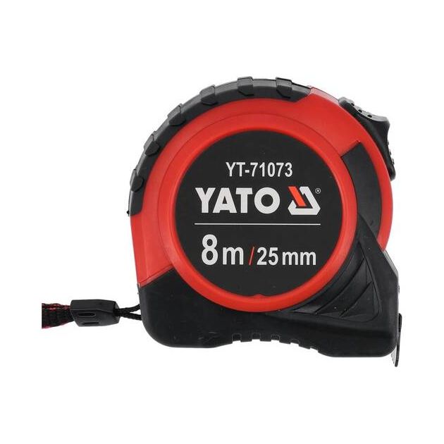 Рулетка YATO 8 м x 25 мм, стальная лента, нейлоновое покрытие, фото  | SNABZHENIE.com.ua