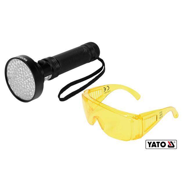 Фонарь УФ с очками для проверки банкнот YATO 100LED, 395 нм (YT-08582), фото  | SNABZHENIE.com.ua