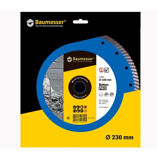 Диск отрезной 230x2,6x9 Turbo Beton PRO BAUMESSER, фото , изображение 8 | SNABZHENIE.com.ua Диск отрезной 230x2,6x9 Turbo Beton PRO BAUMESSER, фото , изображение 8 | SNABZHENIE.com.ua