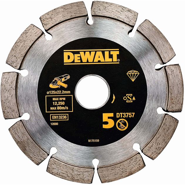 Диск алмазный DeWALT для бетона/кирпича 125x6,3x22,2 мм (DT3757), фото  | SNABZHENIE.com.ua