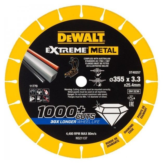 Алмазный диск по металлу DeWALT 355 мм, 3,3 мм, 25,4 мм (DT40257), фото  | SNABZHENIE.com.ua