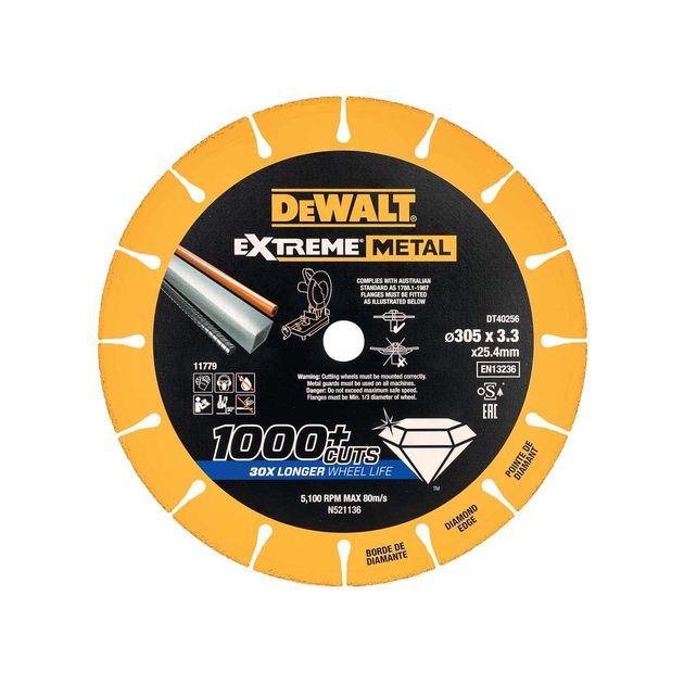 Алмазный диск DeWALT по металлу, d=305 мм, т=3,3 мм, d посадки 25,4 мм, фото  | SNABZHENIE.com.ua