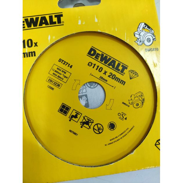 Алмазный диск 110x1,6x20 мм, сплошной, для плиткореза DeWALT, фото , изображение 3 | SNABZHENIE.com.ua