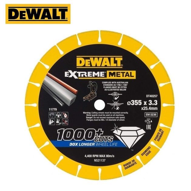 Алмазный диск по металлу DeWALT 355 мм, 3,3 мм, 25,4 мм (DT40257), фото , изображение 2 | SNABZHENIE.com.ua