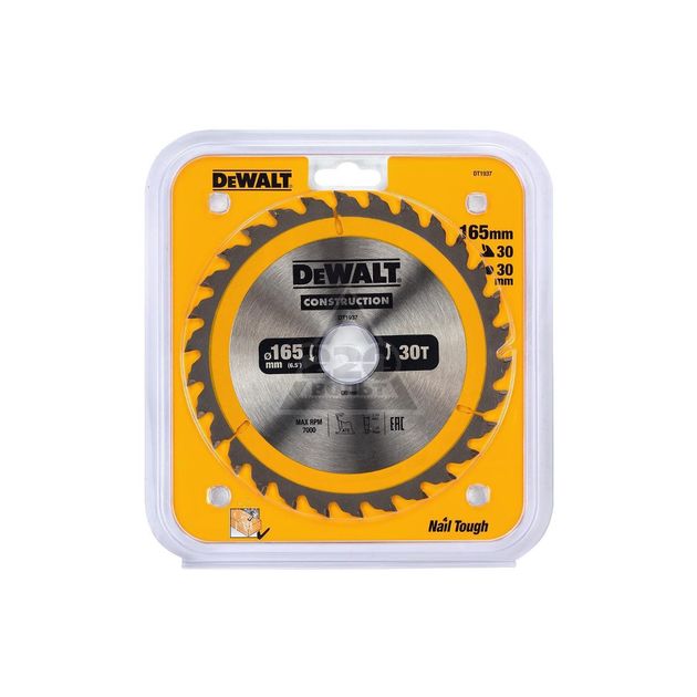 Пильный диск DeWALT 165мм, 30 зубьев, угол 10° (DT1937), фото , изображение 2 | SNABZHENIE.com.ua