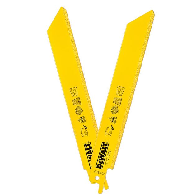 Спеціальне полотно пильне DeWALT для твердих матеріалів, легкого бетону, цегли, кераміки, дерева з гвіздками, металу, для сабельних пил, 2 шт. (DT2332), фото , зображення 2 | SNABZHENIE.com.ua