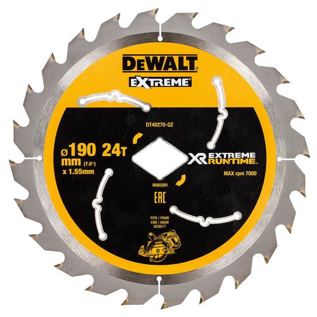 Диск пильный DeWALT XR Flexvolt EXTREME 190 мм 24z (ATB R) ромб. посадка, фото  | SNABZHENIE.com.ua