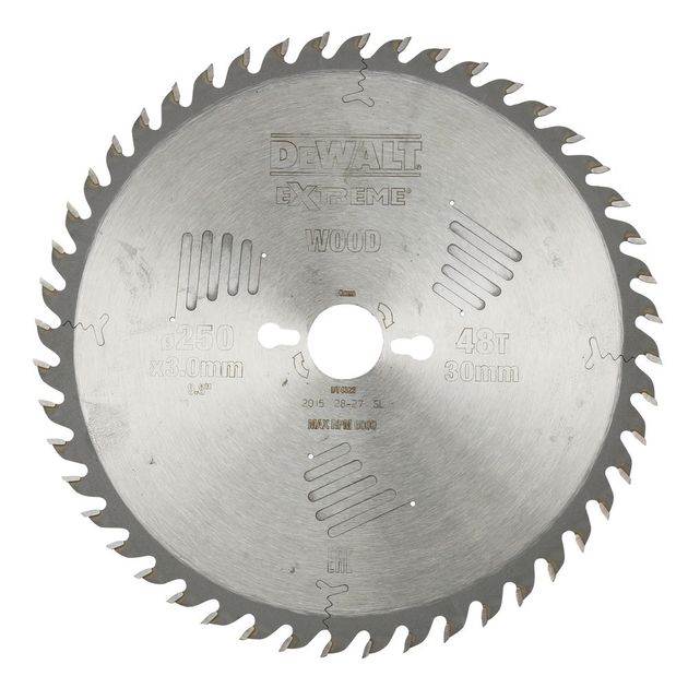 Диск пильний DeWALT, 250 x 30 мм, 48 зубів, кут заточки 20 градусів, геометрія зуба WZ / ATB, швидкий різ (DT4323), фото  | SNABZHENIE.com.ua