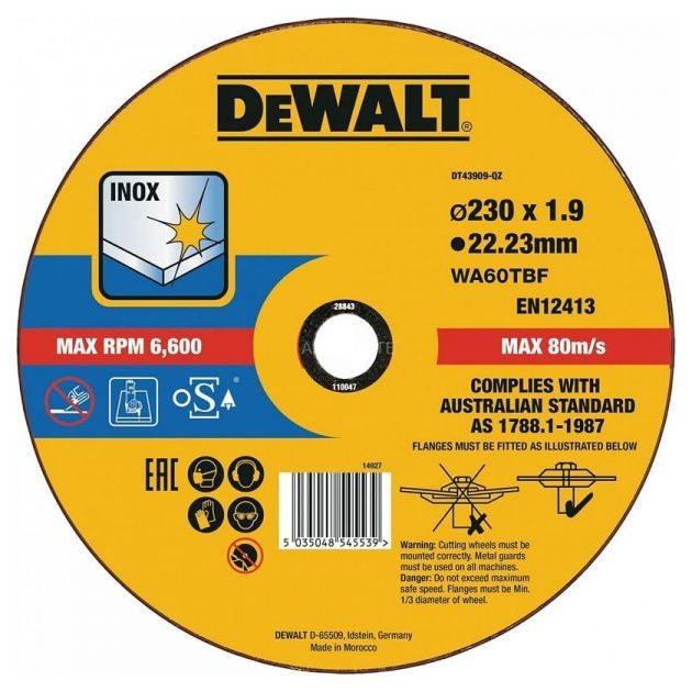 Круг отрезной DeWALT INOX, 230 x 1,9 x 22,23 мм для нержавейки, фото  | SNABZHENIE.com.ua