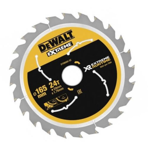 Диск пильный DeWALT XR 165x20 мм, 24 зуба, угол 10°, ATB + R, фото  | SNABZHENIE.com.ua