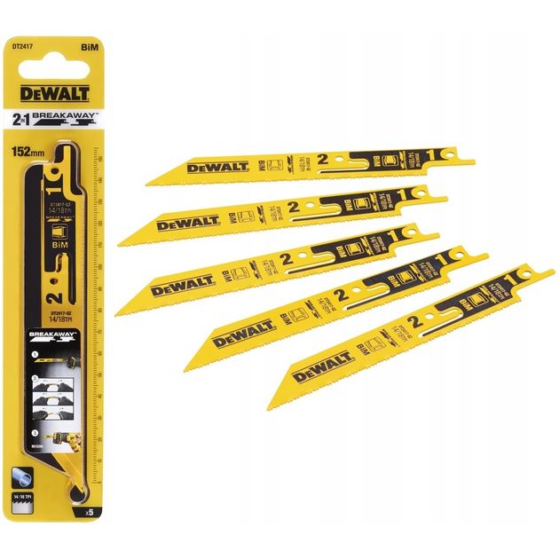 Полотно пильне BREAKAWAY DeWALT (два полотна в одному) для листового металлу, труб і профілів, робоча довжина - 152 мм, 5 шт., фото , зображення 3 | SNABZHENIE.com.ua Полотно пильне BREAKAWAY DeWALT (два полотна в одному) для листового металлу, труб і профілів, робоча довжина - 152 мм, 5 шт., фото , зображення 3 | SNABZHENIE.com.ua