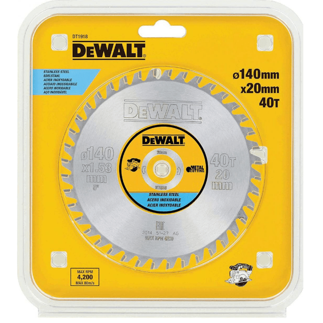 Диск пильный DeWALT 140x20 мм, 40 TFZ, 10° для DCS373 (DT1918), фото  | SNABZHENIE.com.ua