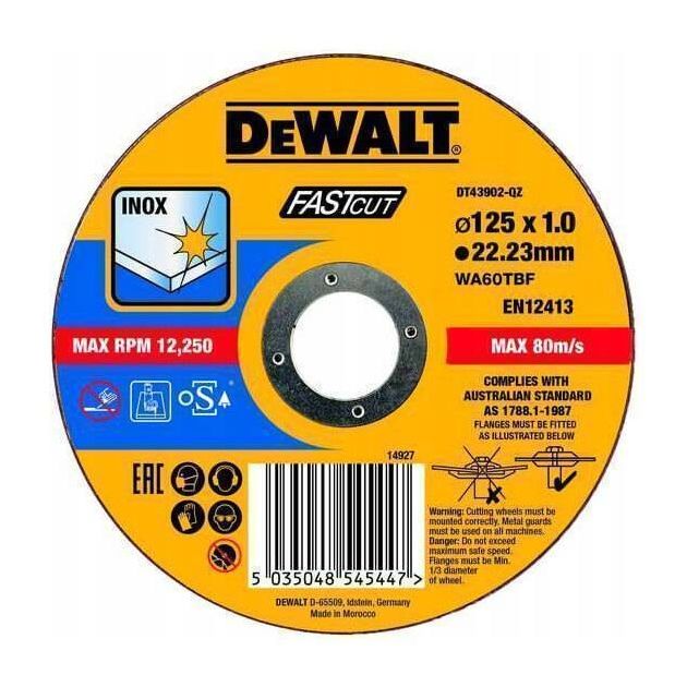 Круг отрезной DeWALT INOX FASTCUT, 125x1x22,23 мм для нержавейки, фото  | SNABZHENIE.com.ua