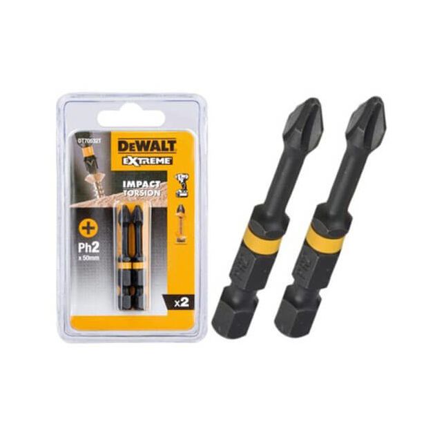 Набор бит DeWALT IMPACT TORSION Philips Ph2, 50 мм, 2 шт (DT70532T), фото  | SNABZHENIE.com.ua