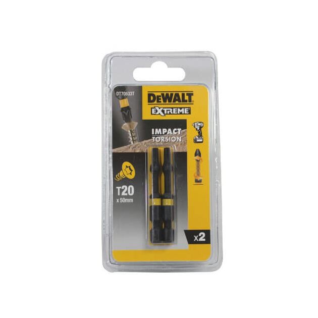 Набор бит DeWALT IMPACT TORSION Torx T20, 50 мм, 2 шт (DT70533T), фото  | SNABZHENIE.com.ua