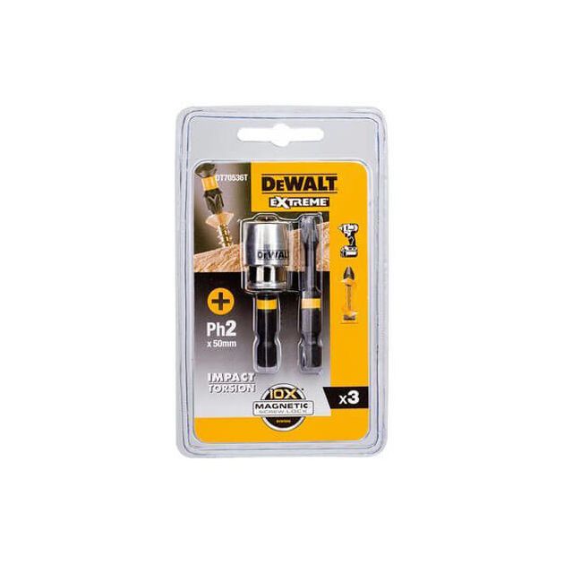 Набор бит DeWALT IMPACT TORSION, Ph2, 50 мм, 3 шт (DT70536T), фото  | SNABZHENIE.com.ua