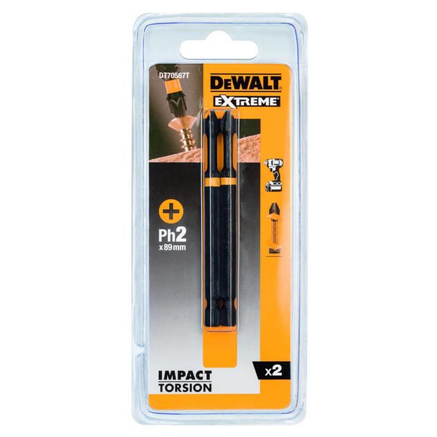 Набір біт DeWALT IMPACT TORSION, ударні, Ph2, L = 85 мм, 2 шт (DT70567T), фото , зображення 2 | SNABZHENIE.com.ua