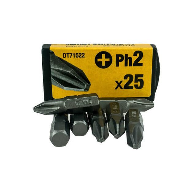 Набір біт DeWALT, Philips, Ph2, L = 25 мм, 25 шт (DT71522), фото , зображення 2 | SNABZHENIE.com.ua Набір біт DeWALT, Philips, Ph2, L = 25 мм, 25 шт (DT71522), фото , зображення 2 | SNABZHENIE.com.ua