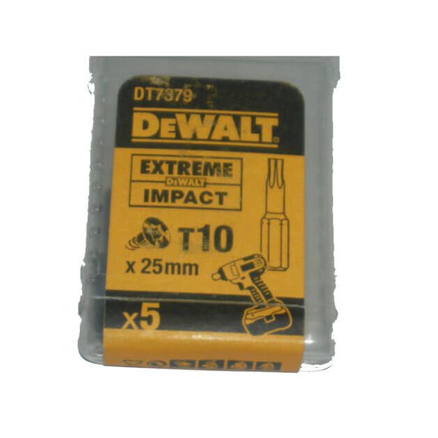 Набор бит DeWALT IMPACT TORSION Torx T10, 25 мм, 5 шт (DT7379T), фото , изображение 2 | SNABZHENIE.com.ua Набор бит DeWALT IMPACT TORSION Torx T10, 25 мм, 5 шт (DT7379T), фото , изображение 2 | SNABZHENIE.com.ua
