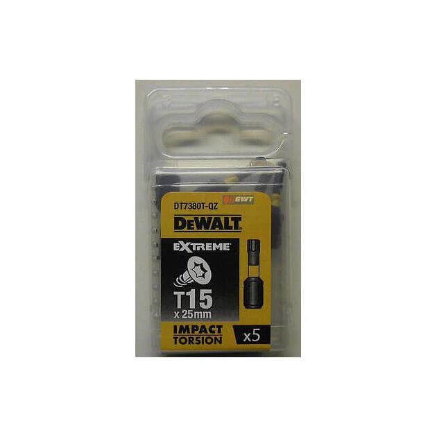 Набор бит DeWALT IMPACT TORSION Torx T15, 25 мм, 5 шт (DT7380T), фото  | SNABZHENIE.com.ua