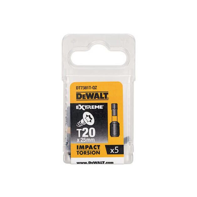 Набор бит DeWALT IMPACT TORSION Torx T20, 25 мм, 5 шт (DT7381T), фото  | SNABZHENIE.com.ua