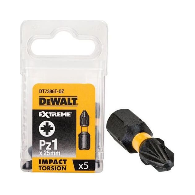 Набор бит DeWALT IMPACT TORSION EXTREME, Pozidriv Pz1, 25 мм, 5 шт, фото , изображение 2 | SNABZHENIE.com.ua
