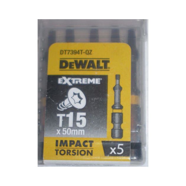 Набор бит DeWALT IMPACT TORSION Torx T15, 50 мм, 5 шт (DT7394T), фото  | SNABZHENIE.com.ua