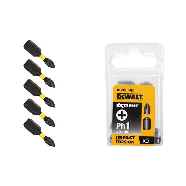 Набор бит DеWALT IMPACT TORSION EXTREME, Philips, Ph1, 25 мм, 5 шт, фото  | SNABZHENIE.com.ua