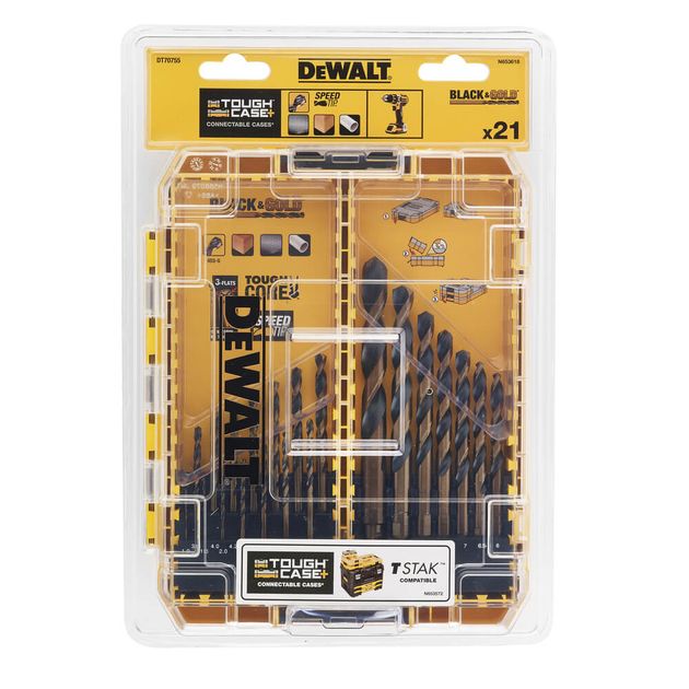 Набор сверл по металлу DeWALT Black & Gold, 21 шт, кейс ToughCase, фото , изображение 3 | SNABZHENIE.com.ua Набор сверл по металлу DeWALT Black & Gold, 21 шт, кейс ToughCase, фото , изображение 3 | SNABZHENIE.com.ua