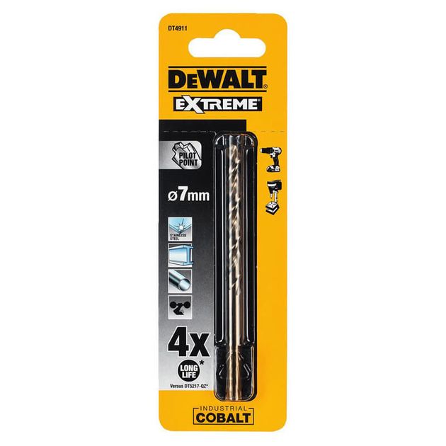 Сверло DeWALT EXTREME COBALT HSS-CO, d = 7 мм, L = 109 мм, DT4911, фото  | SNABZHENIE.com.ua