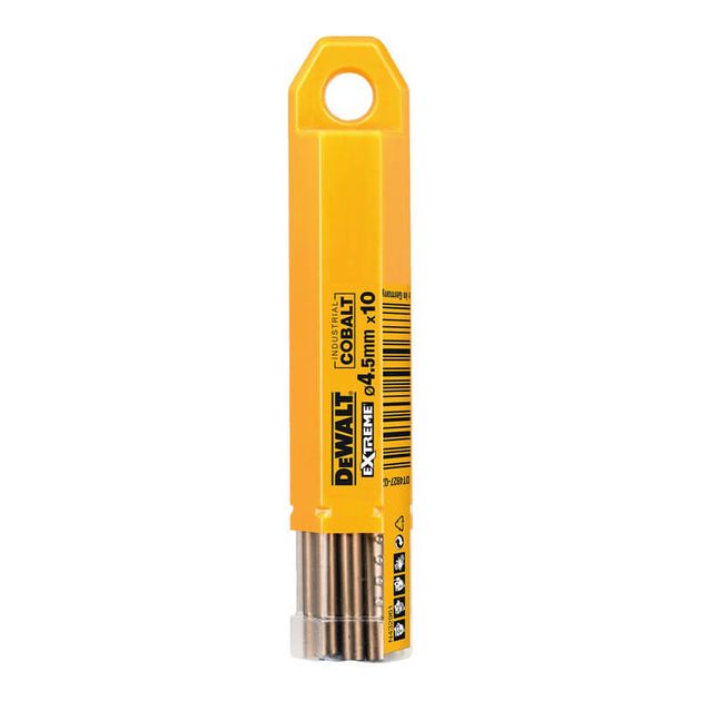 Сверло по металлу DeWALT EXTREME INDUSTRIAL COBALT HSS-CO, d = 4.5 мм, L = 80 мм, в упаковці 10 шт (DT4927), фото  | SNABZHENIE.com.ua