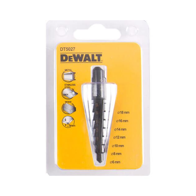 Ступінчасте сверло по металу 6-18 мм DeWALT (DT5027), фото , зображення 2 | SNABZHENIE.com.ua Ступінчасте сверло по металу 6-18 мм DeWALT (DT5027), фото , зображення 2 | SNABZHENIE.com.ua