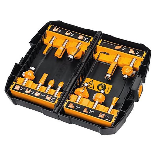 Универсальный набор фрез DeWALT, 12 шт., диаметр хвостовика 8 мм, фото  | SNABZHENIE.com.ua