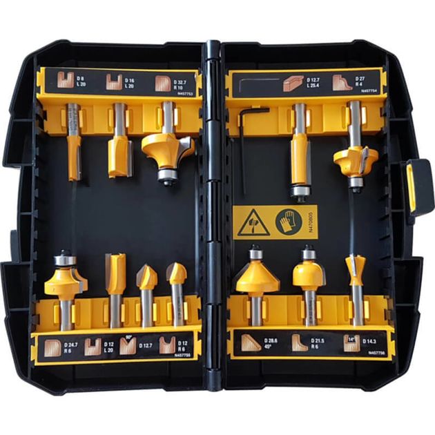 Набір фрез універсальний для фрезерів DeWALT, діаметр хвостовика 8 мм, в наборі 12 шт. (DT90016), фото , зображення 2 | SNABZHENIE.com.ua Набір фрез універсальний для фрезерів DeWALT, діаметр хвостовика 8 мм, в наборі 12 шт. (DT90016), фото , зображення 2 | SNABZHENIE.com.ua