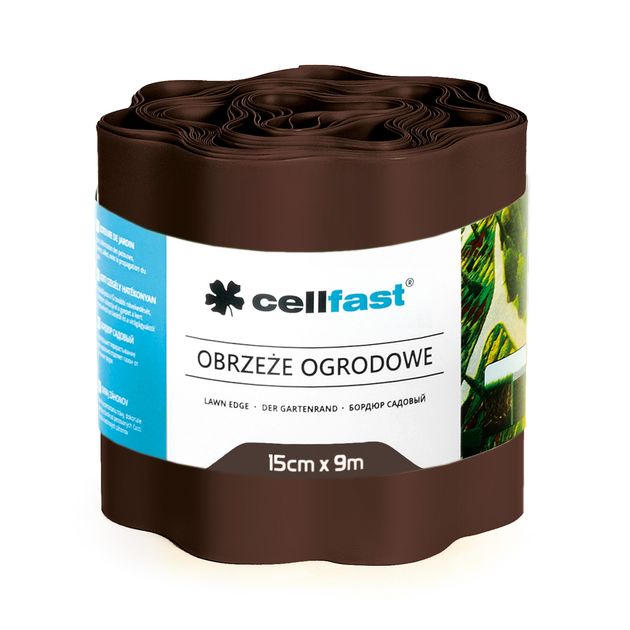 Газонный бордюр волнистый коричневый 15 см x 9 м CELLFAST, фото  | SNABZHENIE.com.ua