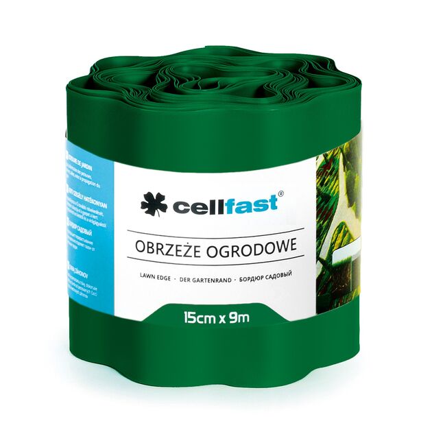 Бордюр газонный волнистый, темно-зеленый, 15 см x 9 м CELLFAST, фото  | SNABZHENIE.com.ua