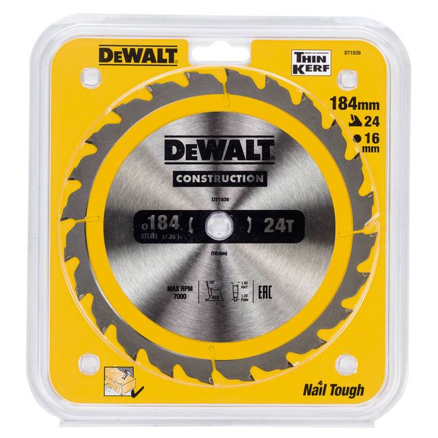 Диск пильный DeWALT DT1939 190мм 24 зуба 2.8мм., фото , изображение 2 | SNABZHENIE.com.ua