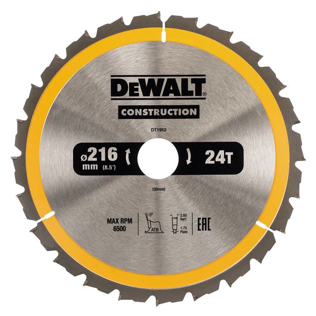 Диск пильный DeWALT DT1952 190х30х2.6 мм, 24 зуба, фото  | SNABZHENIE.com.ua