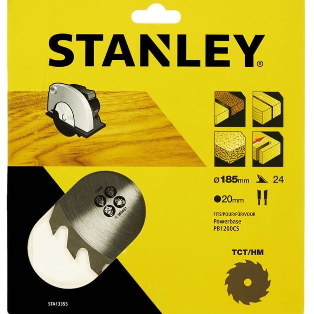 Пильный диск TCT, 24 зуба, d=185x20 мм, STANLEY STA13355, фото  | SNABZHENIE.com.ua