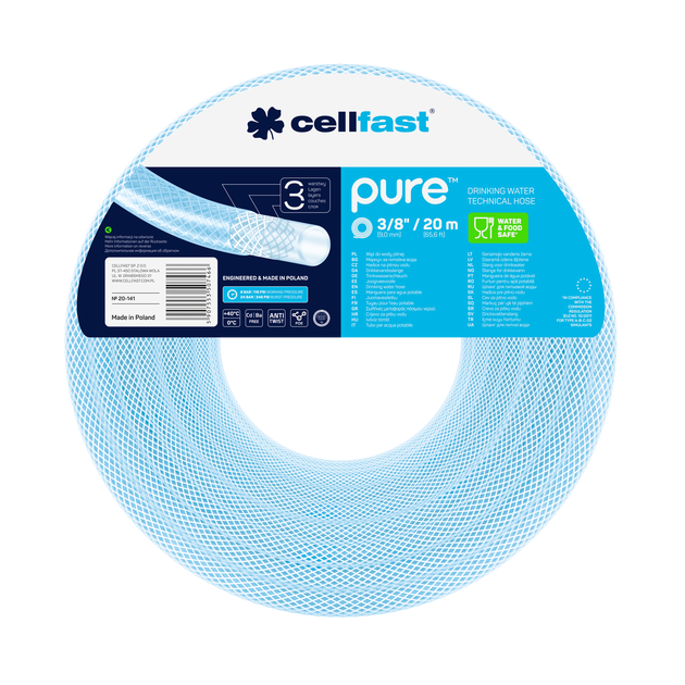 Шланг питьевой воды CELLFAST PURE 9,0x2,0 20м (20-141), фото  | SNABZHENIE.com.ua