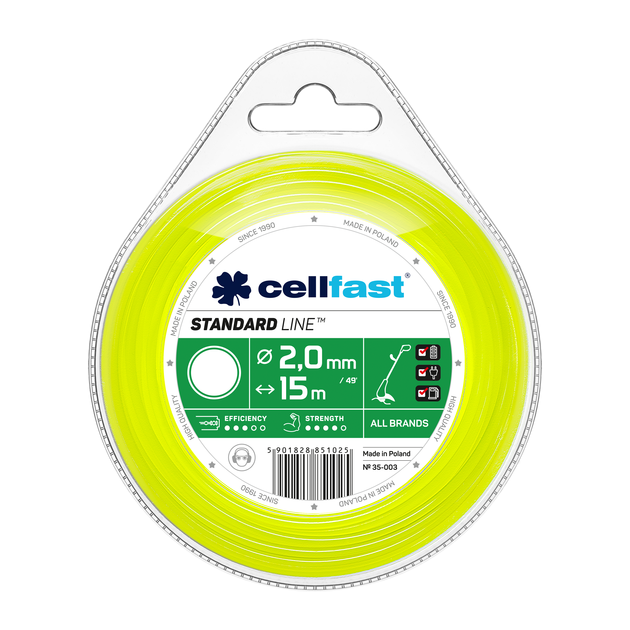 Леска для триммера CELLFAST 2,0 мм, 15 м (35-003), фото  | SNABZHENIE.com.ua