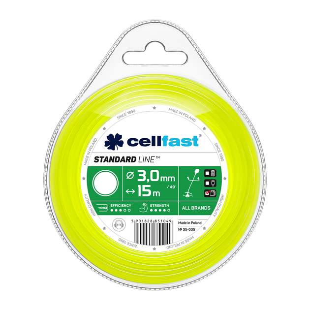 Леска для триммера CELLFAST 3,0 мм x 15 м (35-005), фото  | SNABZHENIE.com.ua
