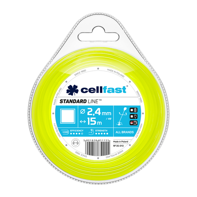 Леска квадратная для триммера 2,4 мм x 15 м CELLFAST (35-013), фото  | SNABZHENIE.com.ua