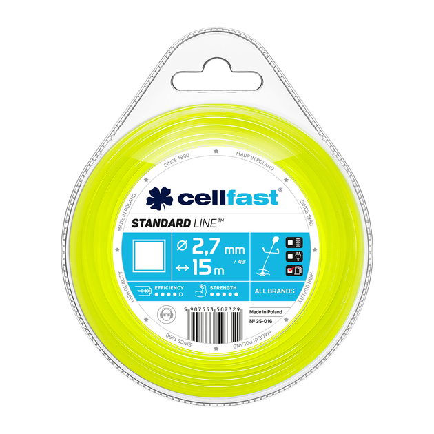 Леска квадратная для триммера 2,7 мм x 15 м CELLFAST (35-016), фото  | SNABZHENIE.com.ua
